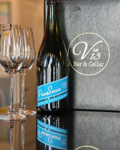 Bottle of PasoSecco at Vin13 Wine Bar